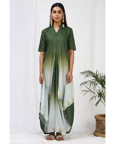 Bottle Green Floral Cowl Maxi Dress By Miar The Secret Label