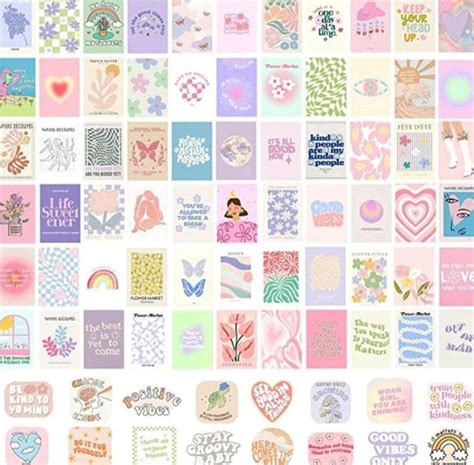 Preppy Wallpaper Collage Pastel Room Decor Bedroom Wall Collage