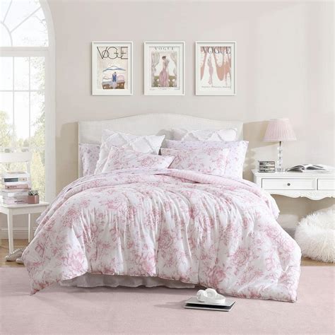 Laura Ashley Delphine 2 Piece Pink Cotton Twin Comforter Set Ushsa51254459 The Home Depot