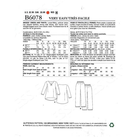 Butterick See And Sew Sewing Pattern Dress Pants Misses Etsy