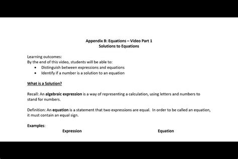 Appendix B Part Video Solutions To Equations