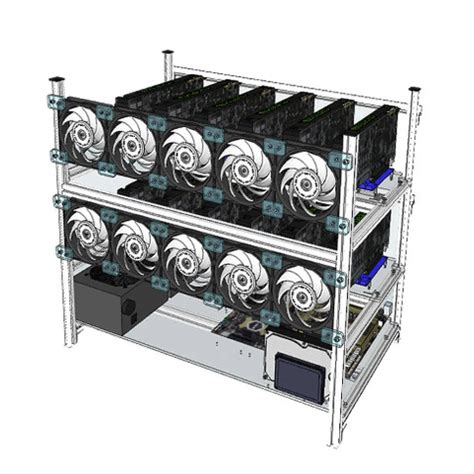 Jual Aluminium Open Air Mining Rig Stackable Frame Case Gpu Kipas