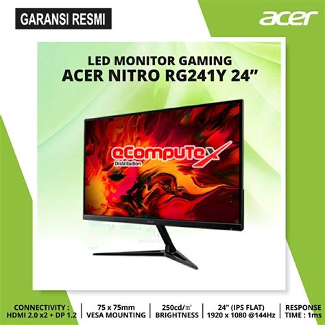 Jual Monitor Led Acer Nitro Rg241y 24 Inch Fhd Ips 165hz Input Signal 2 Hdmi Dp Audio Out