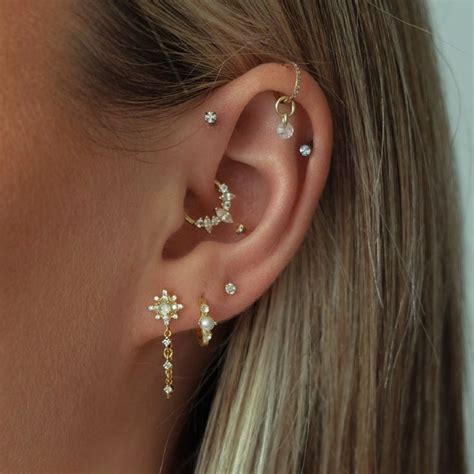 Celeste Moonstone North Star Studs Earings Piercings Cool Ear