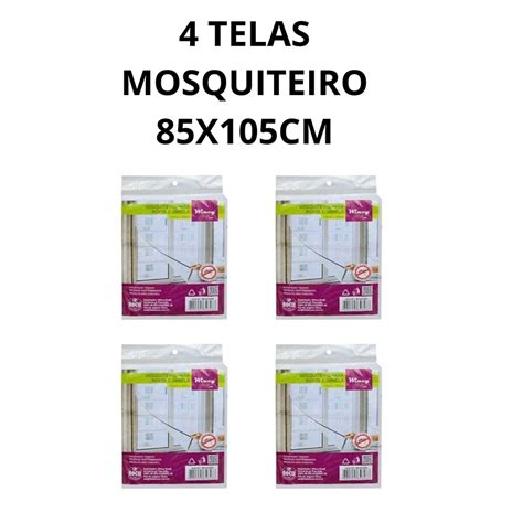 Kit 4 Telas Mosquiteira Anti Insetos Janela Mosquito Pernilongo