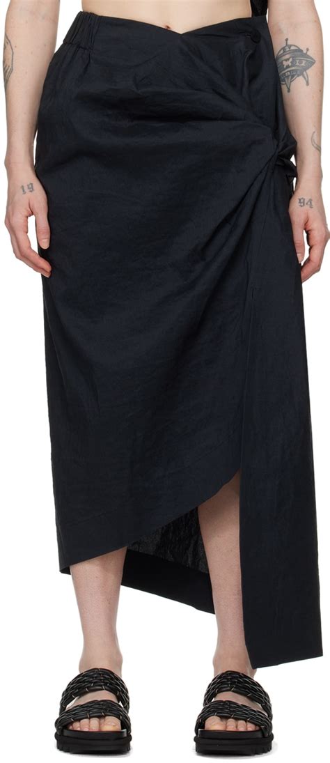 Issey Miyake Black Twisted Midi Skirt Issey Miyake Men