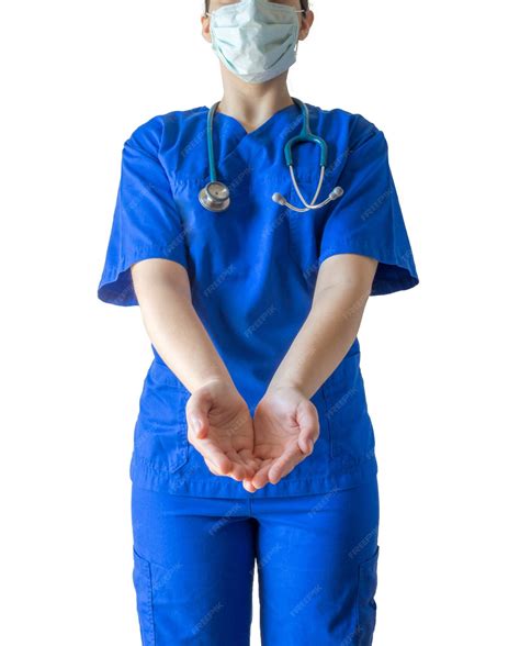 Free Photo Young Successful Female Doctor In A Blue Medical Uniform