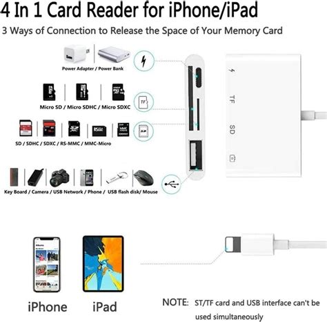 Lightning Adapter For Sd Tf Card Reader Rosyclo Apple Mfi Certified 4 In 1 Usb Otg Camera