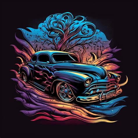 Uma Ilustra O Colorida De Um Carro Chamas Na Frente E A Palavra