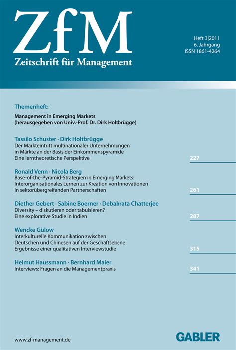 Liebe Leserin lieber Leser Zeitschrift für Management