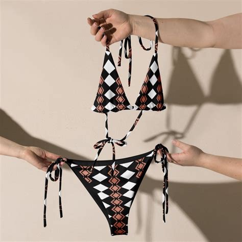 Navajo Aztec Recycled String Bikini Set Southwest Navajo Clothing