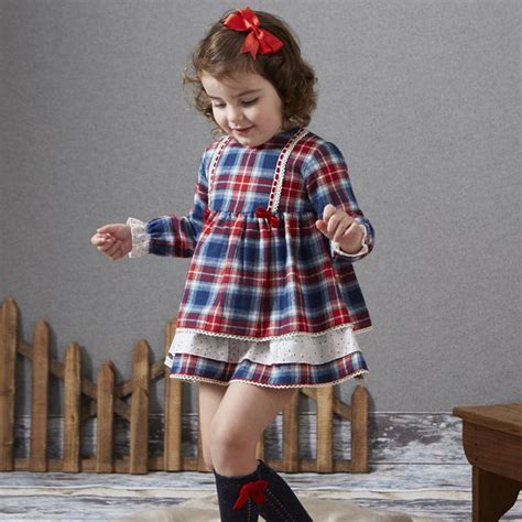 Granlei Tartan Girls Dress Christmas Spanish Wear Childrens Clothing