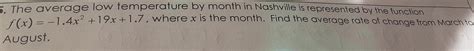 [ANSWERED] 5 The average low temperature by month in Nashville is - Kunduz