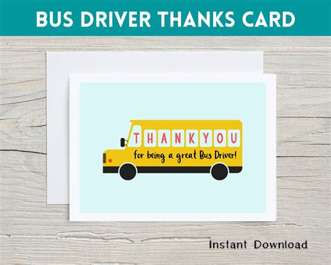 Printable Thank You Notes For Bus Drivers