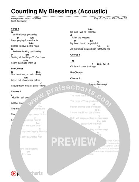 Counting My Blessings Acoustic Chords Pdf Seph Schlueter Praisecharts