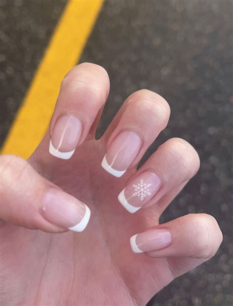 Winter Nails🤍 Gel Nails French Christmas Gel Nails Short Acrylic