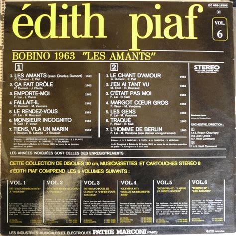 Edith Piaf Edith Piaf Vol Bobino Les Amants Vinilo Usado