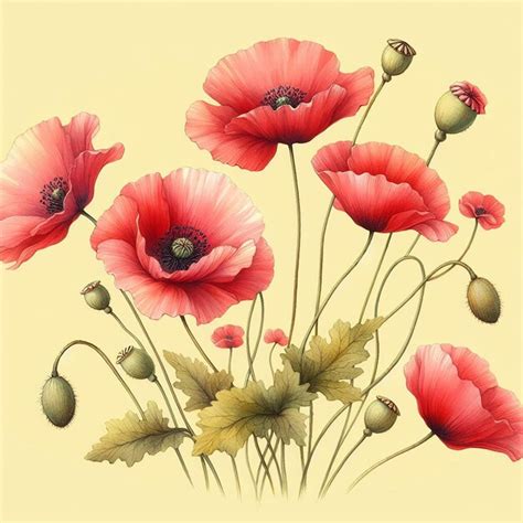 Premium Photo | Poppy flower painting image