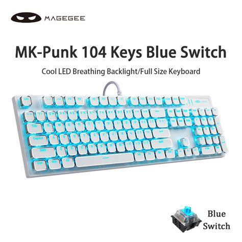 MageGee MK Storm Mechanical Gaming Keyboard 104 Keys White Blue