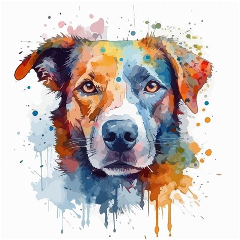 Premium Vector | A watercolor painting of a dog with a brown face and ...