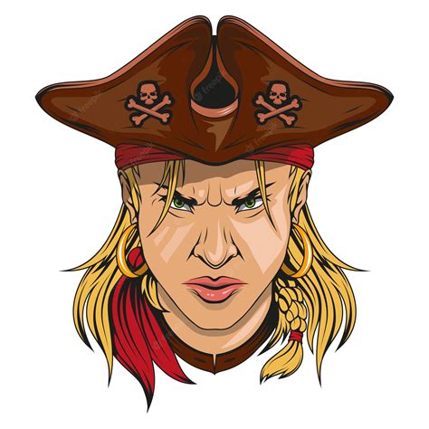 Premium Vector Pirate Girl Vector Illustration Of A Woman In Big Hat