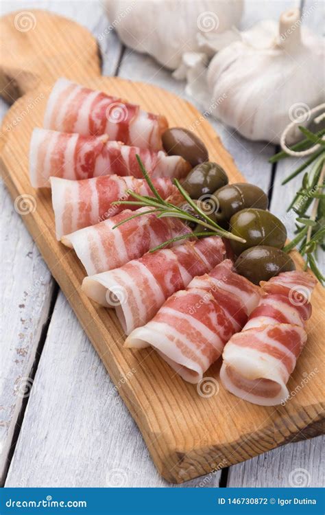 Rolls Of Pancetta Bacom Stock Photo Image Of Bacon 146730872