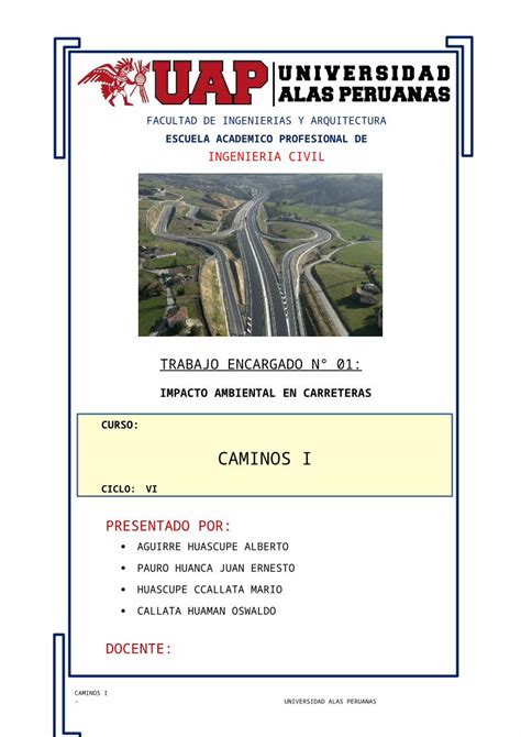 DOCX IMPACTO AMBIENTAL EN CARRETERAS Docx DOKUMEN TIPS