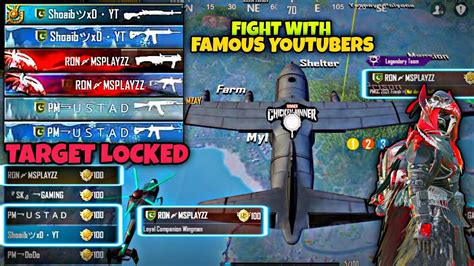 FIGHT WITH YOUTUBERS CONQUEROR LOBBY INTENSE FIGHT PUBG MOBILE