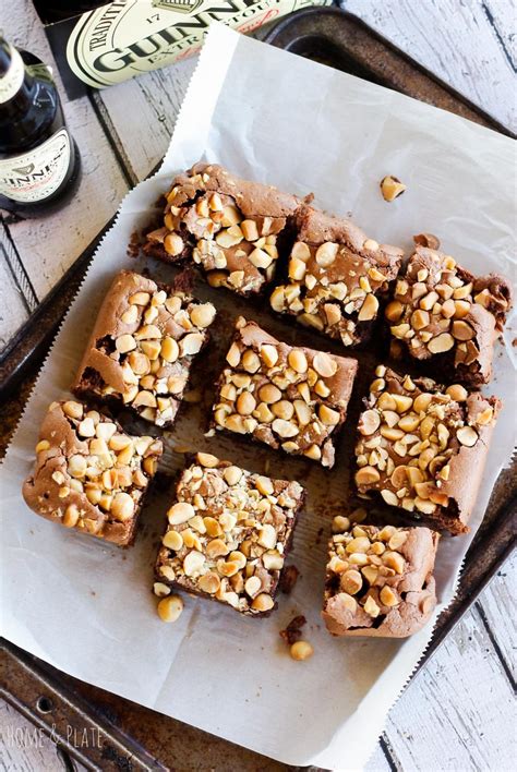 Fudgy Guinness Brownies With Dark Chocolate And Hazelnuts Home And Plate