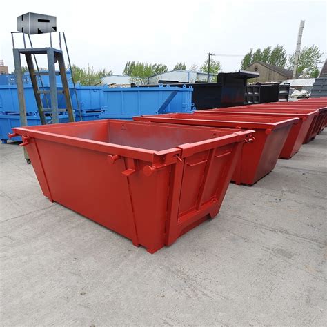 Red Standard Mobile Skip Bin With Door China Chain Lift Bins And Skip