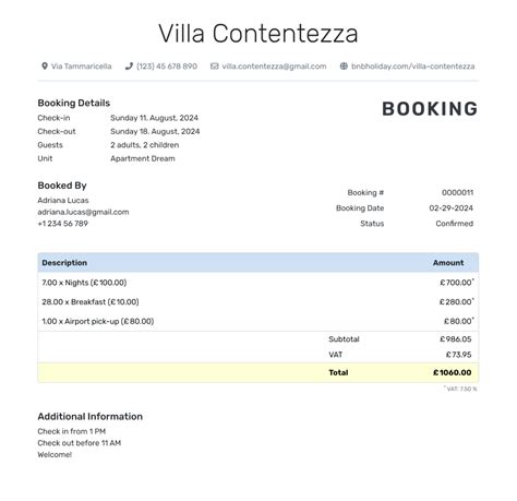 Booking Confirmation Template Print Save Or Pdf