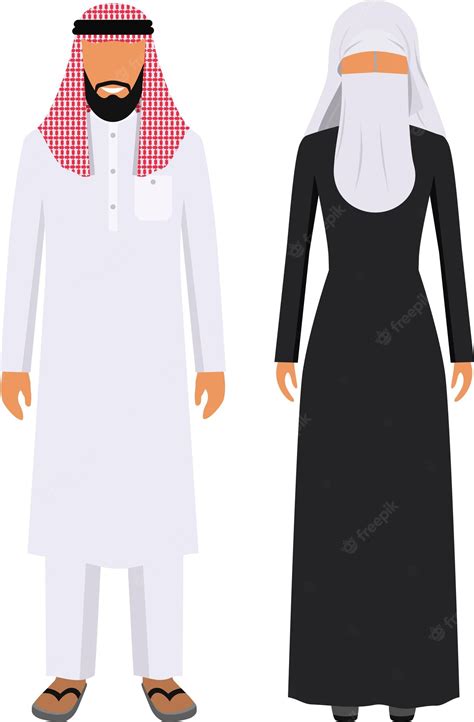 Premium Vector Arab People Man And Woman Standing Together In