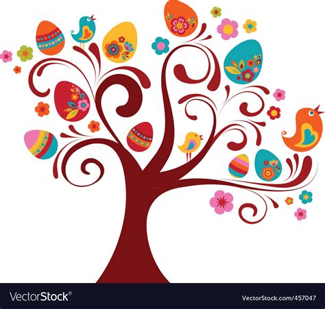 Easter Eggs On Tree Royalty Free Vector Image VectorStock