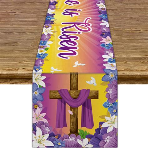 Amazon Easter He Is Risen Table Runner Decortions Linen Easter