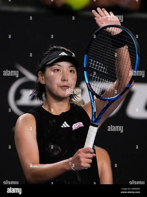 Wang Xinyu of China celebrates after defeating Storm Hunter of Australia in their first round ...