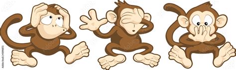 Hear no evil, see no evil, speak no evil monkeys illustration Stock ...