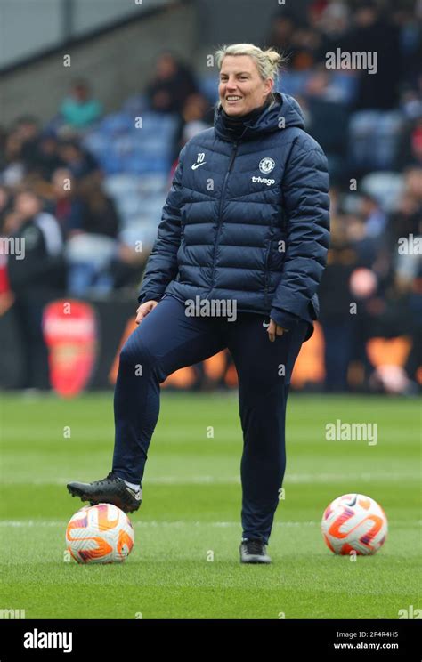 Assistant Coach Tanya Oxtoby Of Chelsea During The Pre Match Warm Up