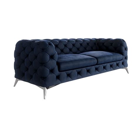 Mercer41 Chesterfield Sofa Bixby 3 Seater With Silver Metal Legs