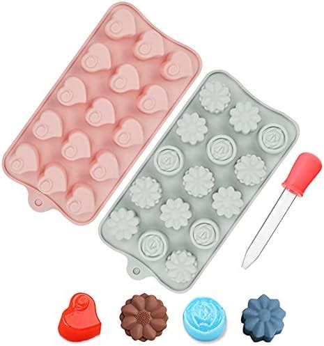 HomEdge 15 Cavity Heart Shape Chocolate Mold Set Of 4 PCS Silicone