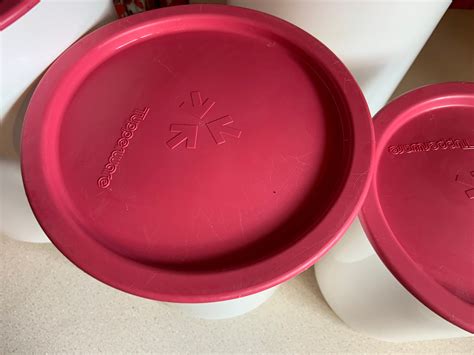 Tupperware One Touch Canister Set Raspberry Lids Set Of Etsy