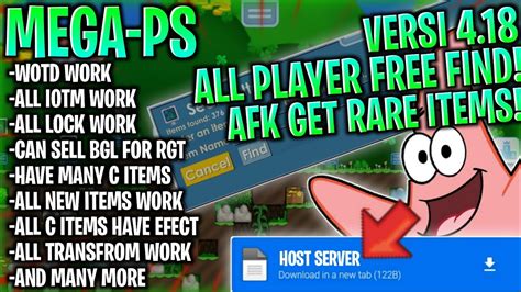 ALL PLAYER FREE FIND ITEMS VERSI 4 18 GROWTOPIA PRIVATE SERVER