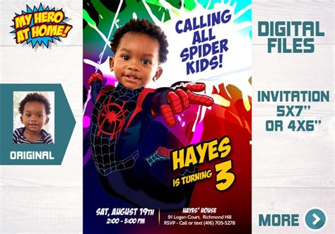 Miles Morales Invitation Template Miles Morales Party Invitation