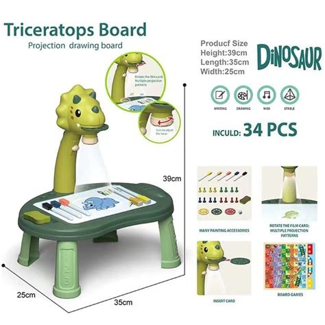 GENERICO Mesa De Dibujo Con Proyector Y Sonido Dinosaurio Verde