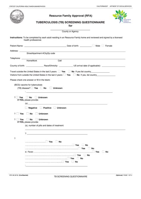 Report Of Tb Screening Form Printable Pdf Download E28