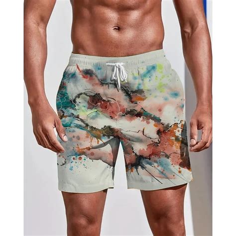 Summer Seasons Rendering Shorts Graffiti 3d Printing Men S Beach Pants Swimming Comfortable