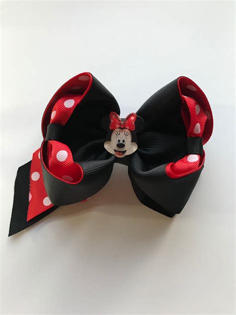 Minnie Mouse Hair Bow Minnie Mouse Hair Clip Minnie Hair Bow Minnie Inspired Red And White