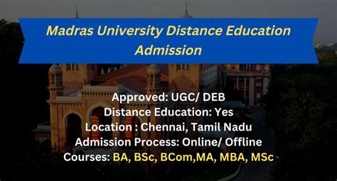 Madras University Distance Education Admission Ug Pg