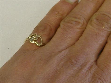 Vintage K Gold Interlocking Hearts Ring Ct T Gem