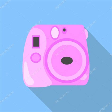 Pink Camera Flat Style Vector Illustration Instant Camera Illustration