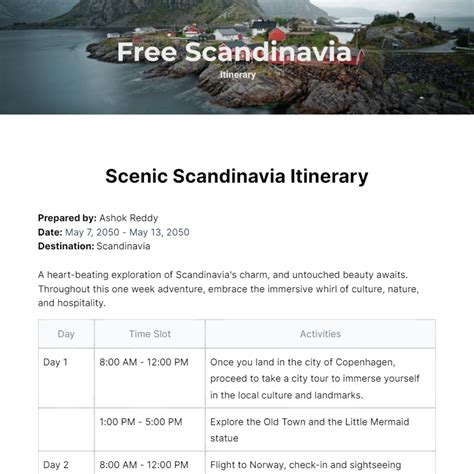 Scandinavia Itinerary Template - Edit Online & Download Example ...